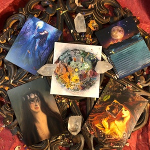 Copie della mia opera d'arte stregata originale/set regalo con stampa di pittura artistica della strega della luna