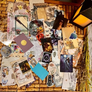 40pc RANDOM Witch Art stampa e regalo di stampa scrapbooking effimera, opere d'arte da strega, styler, carta vintage da strega per l'artigianato