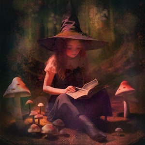 3  Whimsical witch Art prints, digital art print from my witchy art
