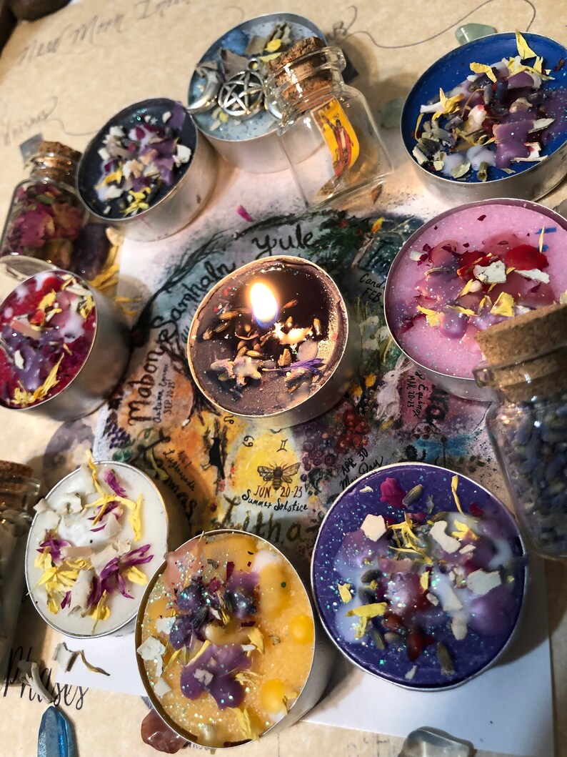 Witch Sabbath Candle Crystal Chart Worksheet Set Wheel of - Etsy