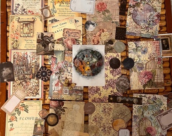Zestaw Vintage WITCH JOURNAL dostarcza wydruki artystyczne - materiały do scrapbookingu czarownic - papier do dziennika, wydruki artystyczne, naklejki