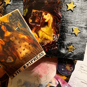 41pc Tarot reader witch box, witchy tarot box gift set, handmade witch altar
