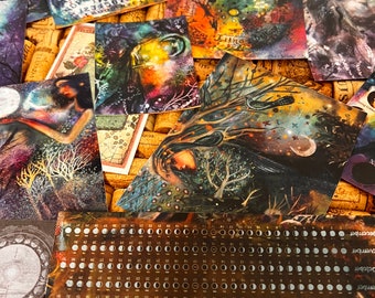 Jasne kolory tęczy, artykuły WITCH JOURNAL - artykuły do scrapbookingu czarownic - fantazyjne drobiazgi - papier do dziennika, naklejki