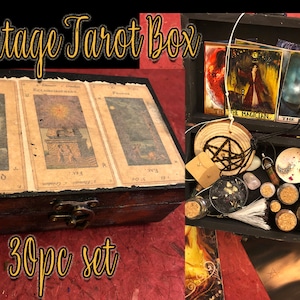 VINTAGE TAROT box  - WICCA full set, witchy kit, witch Starter kit, Beginner witch, Witch Supplies, yule set, sabbaths , witchcraft