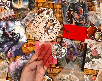 Walentynki romantyczne artykuły WITCH JOURNAL - artykuły do scrapbookingu miłosnej czarownicy - fantazyjne drobiazgi - romantyczne papiery do dziennika, naklejki, wiele