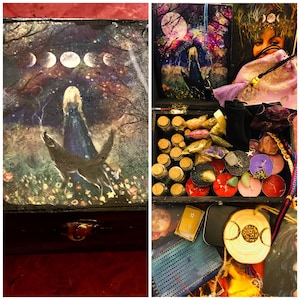 Unique Wooden witch box  - WICCA full set, witchy kit, witch Starter kit, Beginner witch, Witch Supplies, yule set, sabbaths , witchcraft