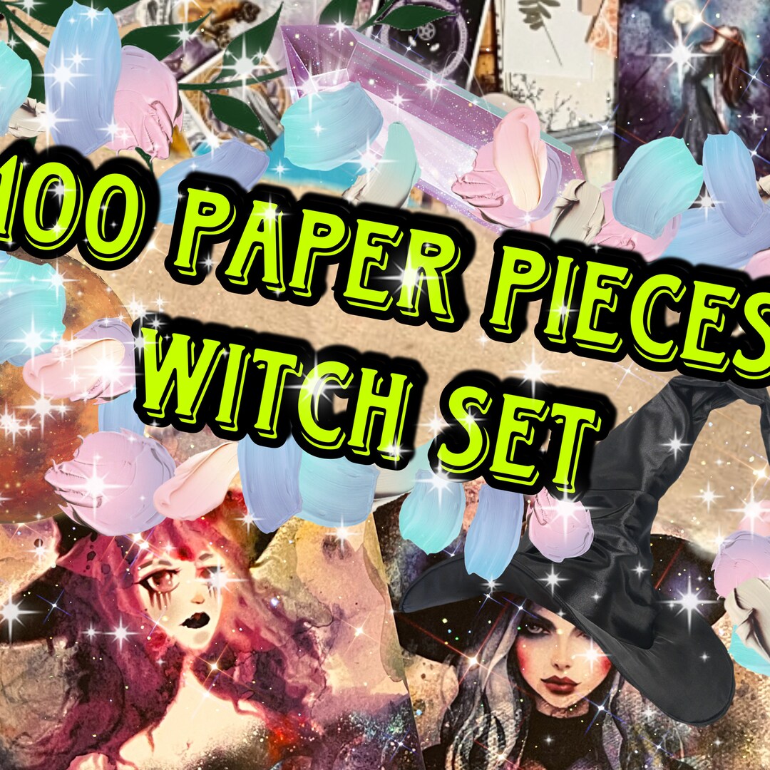 Junk Journal Kit, WITCH Journal Supplies, 100 Pcs Junk Journal Supplies ...