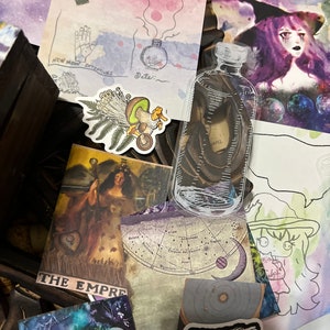 Enorme 100 pc's mystieke astrale heksen esoterische prints van mijn Witchy kunstwerken, stickers, vintage witchy papieren, dagboek dagboek benodigdheden set