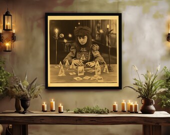 Witchy vintage witch  digital print or printed on canvas