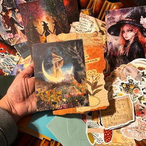 50pc Fasi lunari della strega JOURNALING, fogli di lavoro WITCH STAMPE, stampe di streghe delle mie opere d'arte, forniture per diari di streghe, regalo di streghe