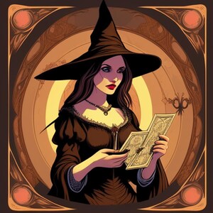 Tarot reader witch Art print, digital art print from my witchy art