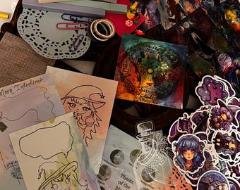 Apteka kawaii WITCH JUNK JOURNAL dostarcza - kryształowe materiały do scrapbookingu - księżycowe efemerydy - mistyczne materiały do dziennika