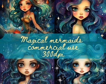 Magical mermaids Download, Mystical mermaids PRINT, mermaids Instant Downloadable Wallpaper, Digital Download mermaids Poster, Digital Art