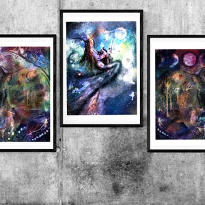 BRUJA ACUARELA Impresión de arte SET de mi pintura original - impresión de bruja - bruja de Halloween - impresión de bruja - impresión de bruja ecléctica