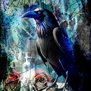 Mystical wicthy RAVEN art digital print