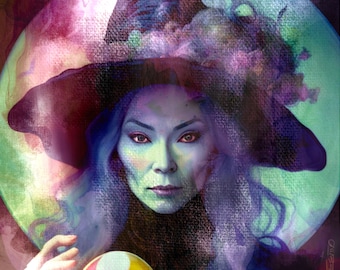 WITCH Art print  from my original witch painting -  faerie Moon - Halloween - goddesses art print -