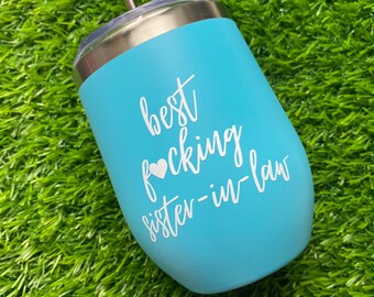 Funny Sister-in-Law Wine Tumbler Stainless Steel Mug with Straw