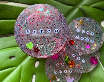 Vulgar, Glitter, Resin Coasters