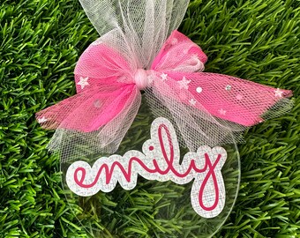 Pink Glitter Ornament - Personalized