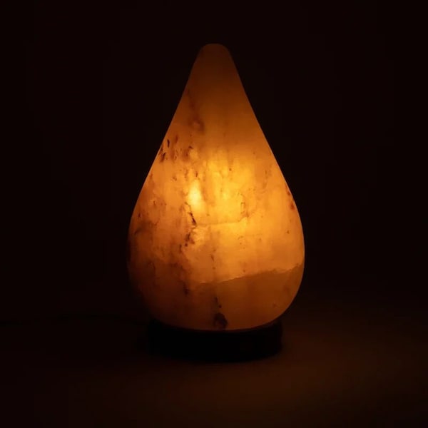 Salzlampe Tropfenform mit Kabel u. LED Salzkrstall-Lampe ca. 18 cm hoch / 2 kg