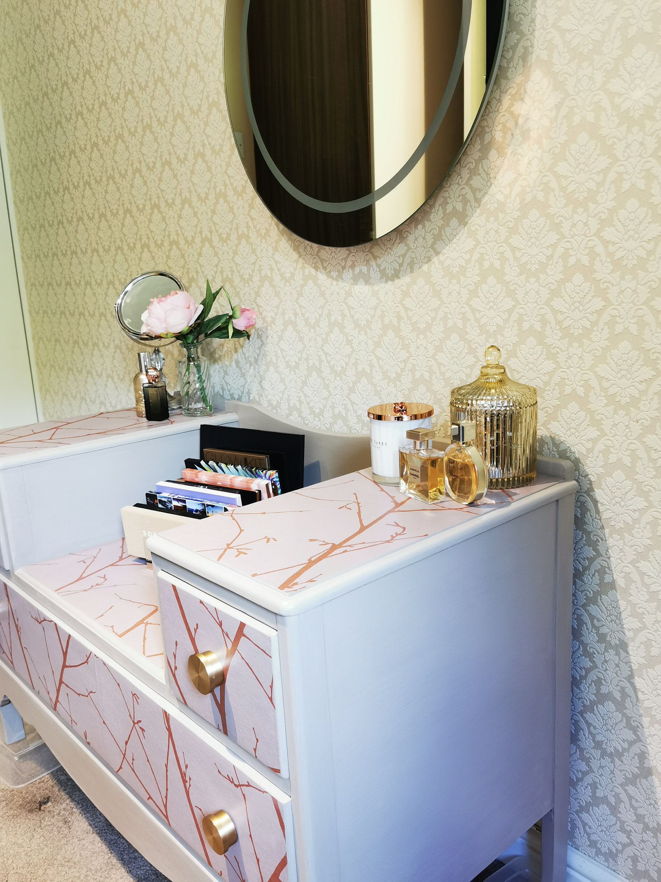 Upcycled vintage cream rose gold dressing table dresser Etsy