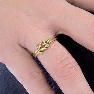 Solid gold Knot ring for women, Celtic double knot ring, Unisex Knot band, Love eternity ring, Promise Ring Best friends, gift for her