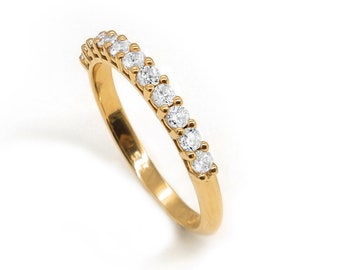 0.5 Carat 11 diamonds anniversary ring, Solid gold band with Diamonds, Solid Gold Half-eternity Band, Wedding ring, Gift for her