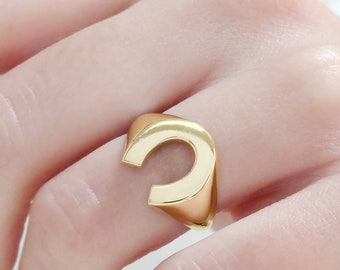 Horseshoe Ring in solid gold, Good Luck Ring, Lucky Charm Ring, Statement gold ring, Unisex Ring, gift RN808