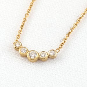 Zierliche 14K Gold Diamond Bar Halskette, Layering Halskette für jeden Tag