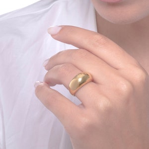 Large dome ring in solid gold, Any gold color bubble ring, Solid gold bubble ring for women, Statement  gold dome ring, Gold chunky ring