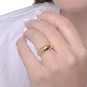 Wide dome ring in solid gold, Any gold color bubble ring, Solid gold bubble ring for women, Statement  gold dome ring Gold chunky ring RN367