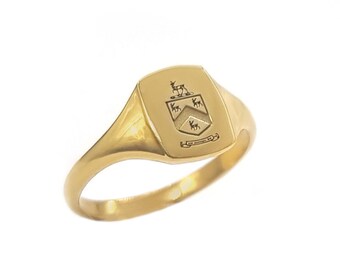 Unieke volledige rug signet ring gemaakt van massief goud, Monogram gouden ring, Elke letter Signet Ring, Gepersonaliseerde ring, Family Crest Gift RN801