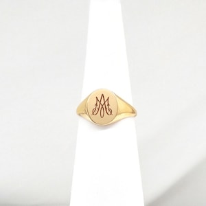 Anillo de sello personalizado ovalado en oro macizo, anillo monograma de oro macizo para mujer, anillo de sello personalizado para ella, regalo personalizado único RN345 imagen 7