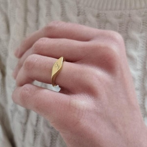 Custom signet ring made of solid gold, Personalised ring with any engraving, Pinky finger ring, Small monogram ring, Anniversary gift