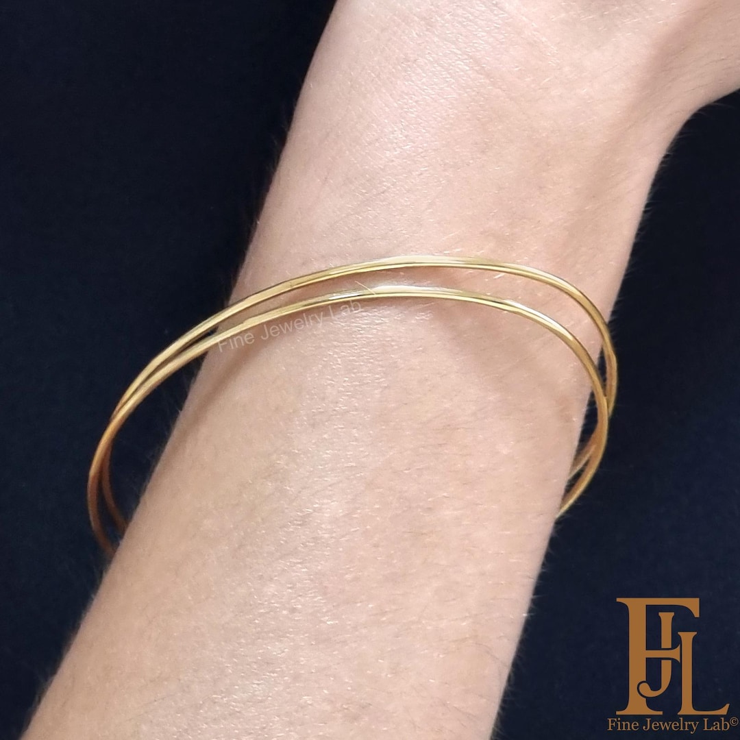 Buy 18k Gold Bangle Bracelet: Hand Forged Stacking Bangles, Slip on Bangle  Online in India