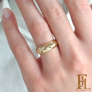 Wide dome ring in solid gold, Any gold color bubble ring, Gold chunky ring, Solid gold bubble ring for women, Statement gold dome ring