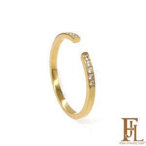 Diamond Nest Ring in Solid Gold, Open Band Ring for Women