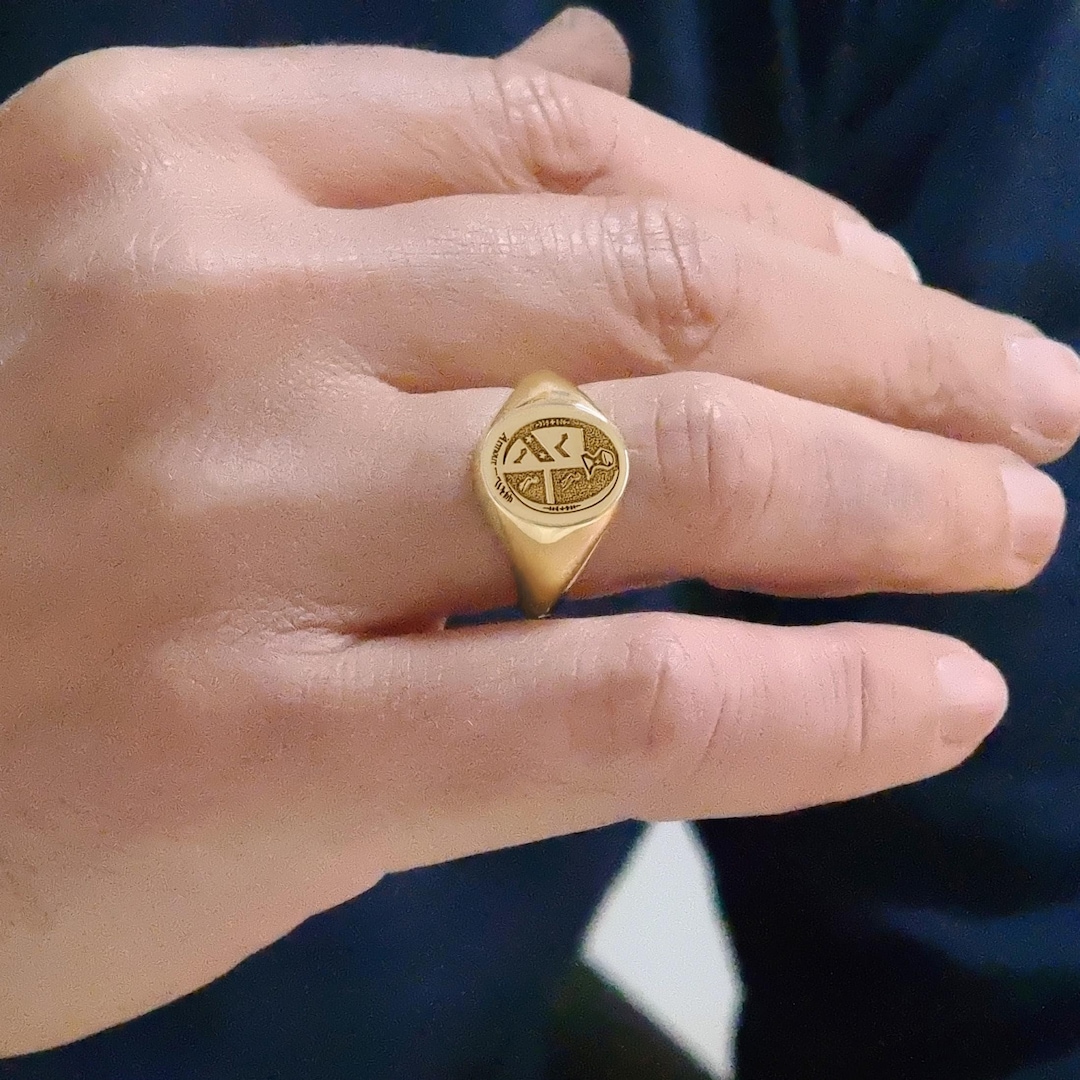 18ct Gold 9k Stamp On Ring Buy Custom Signet Ring Men 9k Gold To