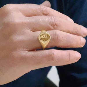 Anel de sinete personalizado masculino em ouro 9k a 18 quilates, QUALQUER GRAVURA, anel de declaração mindinho para ele, presente para marido/pai, brasão - Brasões de família