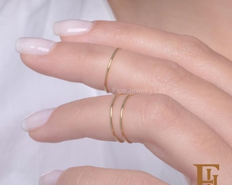 Bague ultra-fine en or massif, bague fine à porter sur les articulations