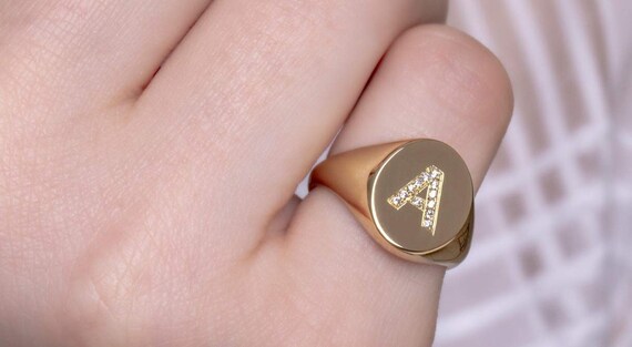 Diamond initial on sale pinky ring