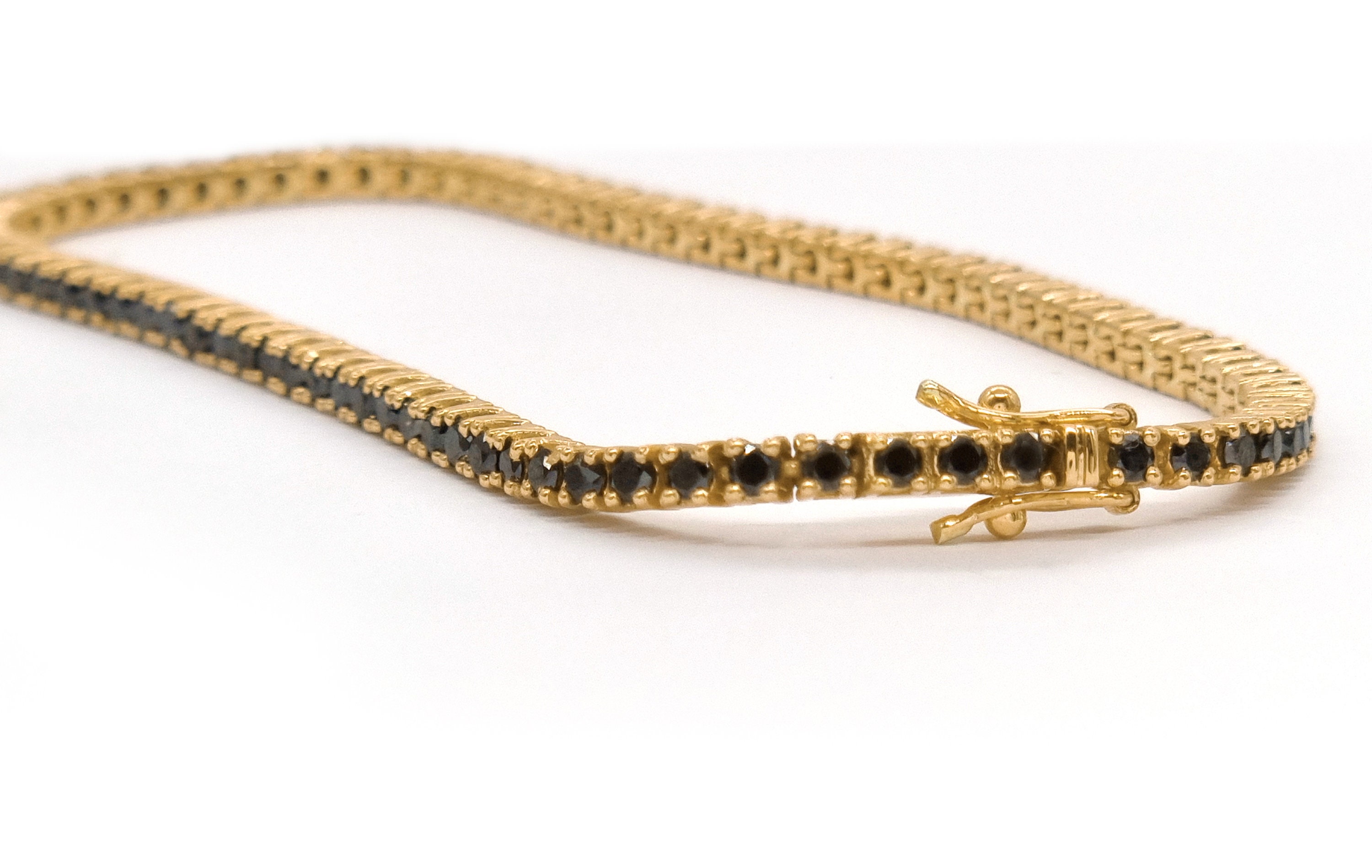 14K White Gold Black Rhodium Finish Black Diamond Tennis Bracelet –  Jewelers Touch