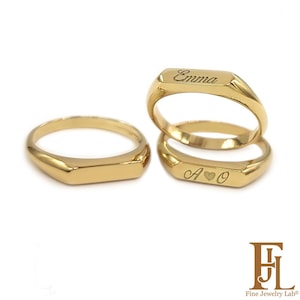 Dainty custom signet ring in solid gold, Personalised ring with ANY engraving, Monogram Pinky ring, Anniversary gift, CUSTOM NAME / Symbol