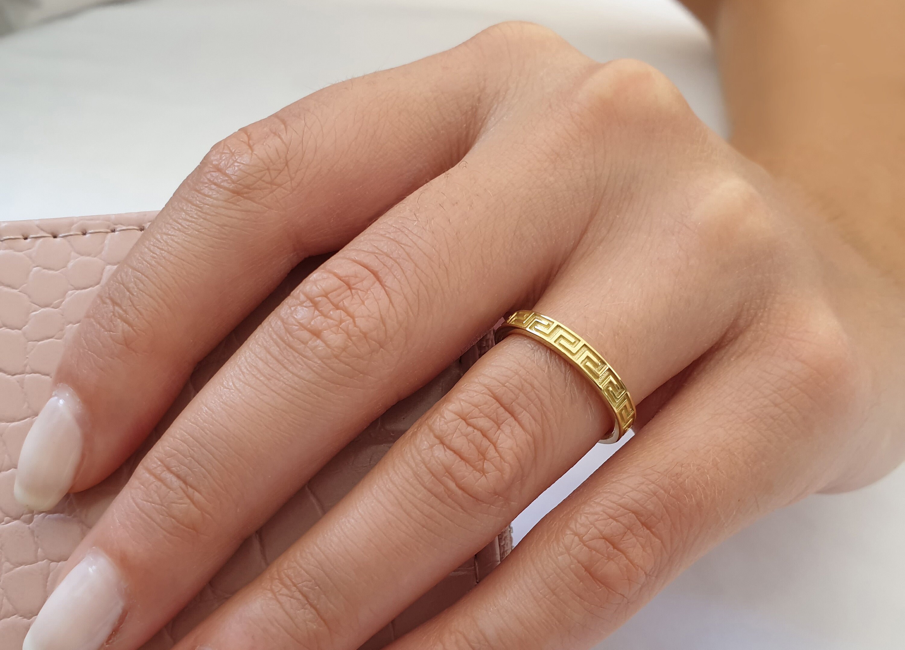 Vintage 14K Gold Greek Key Signet Ring