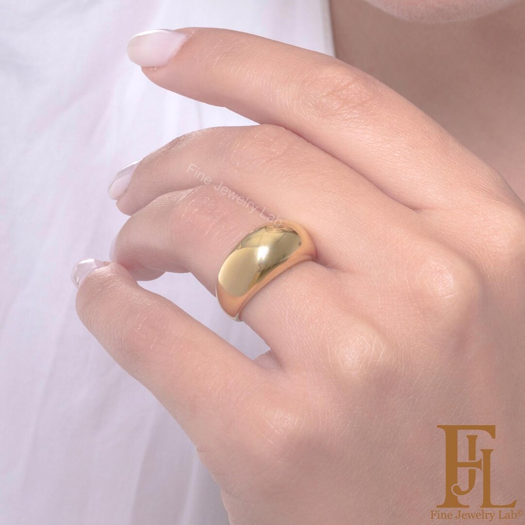 Large Dome Ring in Solid Gold, Any Gold Color Bubble Ring, Solid