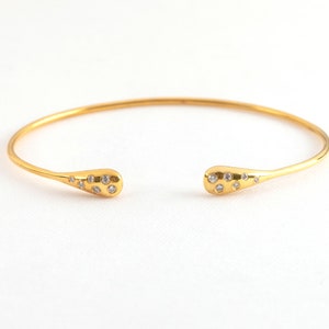 Oval Diamond Bangle Bracelet in Solid Gold, Gold Diamond Open Cuff ...