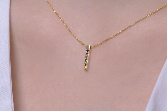 Dainty Bar Necklace - Multicolor Dainty Bar Necklace - Multicolor