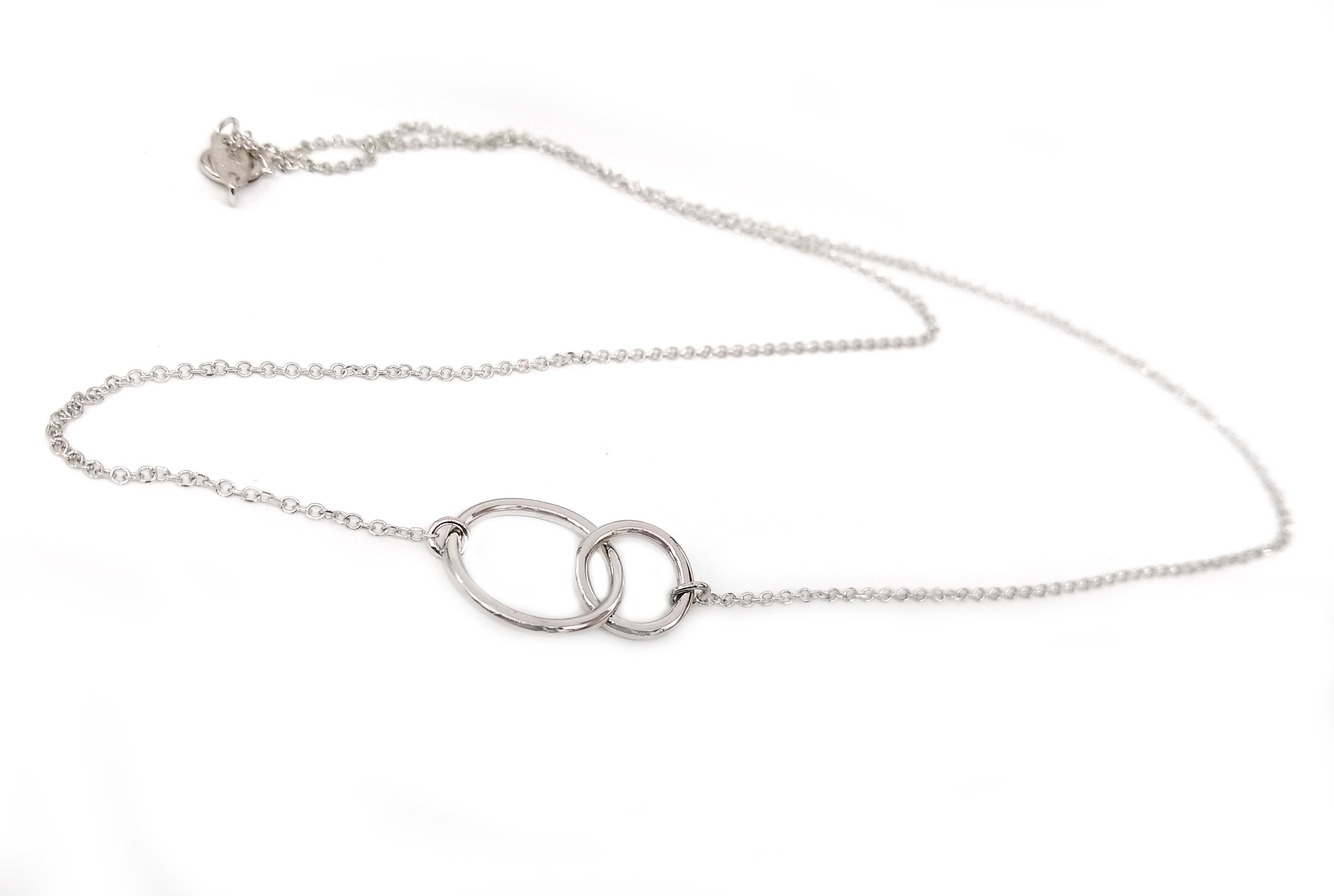 Dainty double circle necklace for womenSolid gold layering Etsy