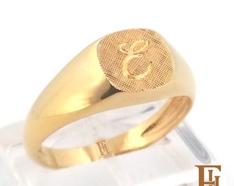 Monogram Signet Ring with Florentine Face, Vintage Personalized initial ring, Any letter, Gift
