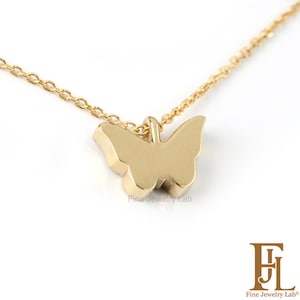 Gouden vlinderketting, sierlijke massief gouden sieraden, 9k 14k 18k